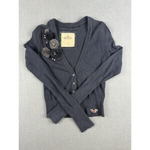 Hollister Y2K Vintage Sweater Flower Cardigan Button Up Bird Seagull Size Small
